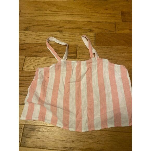 NWOT Abound, women's pink/white striped linen blend cropped tank size small - Picture 1 of 7
